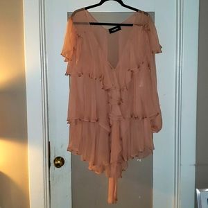 D Squared sheer ruffled long sleeve dress / shirt